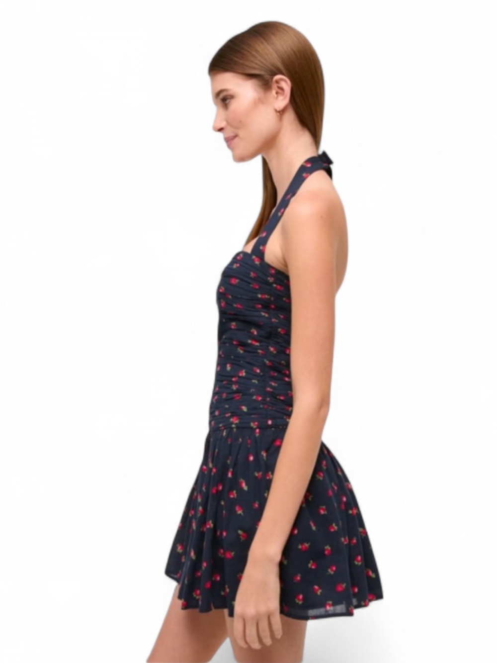 A&F Emerson Drop-Waist Strawberry Mini Halter Dress XS NWT - Picture 10 of 11